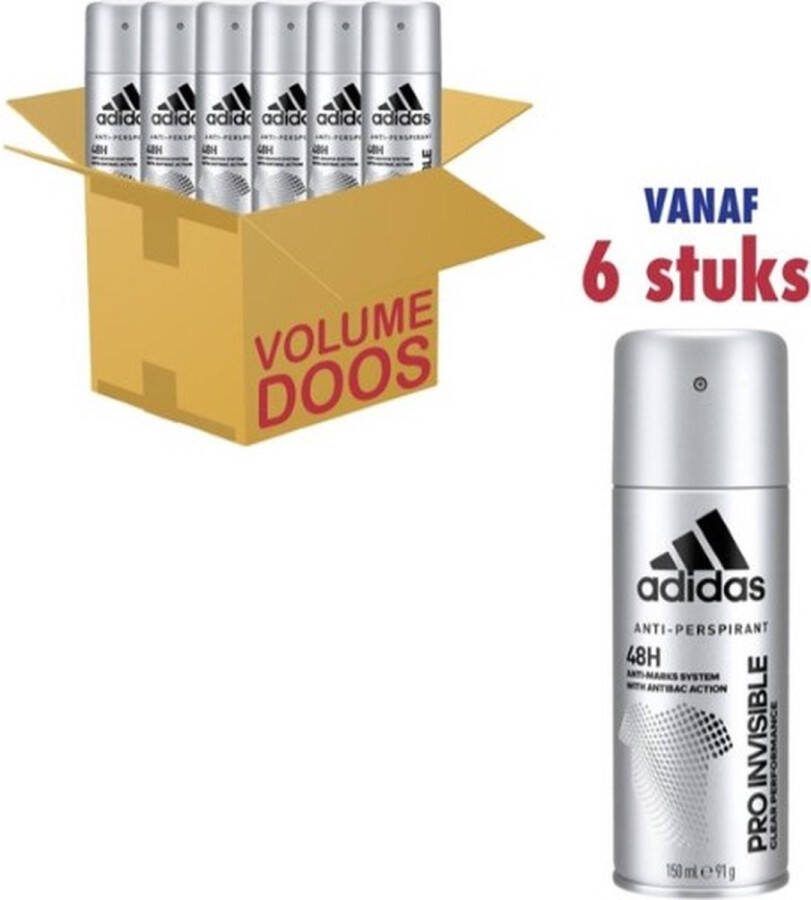 Adidas Men Deodorant Pro Invisible 6 x 150ml Voordeelverpakking