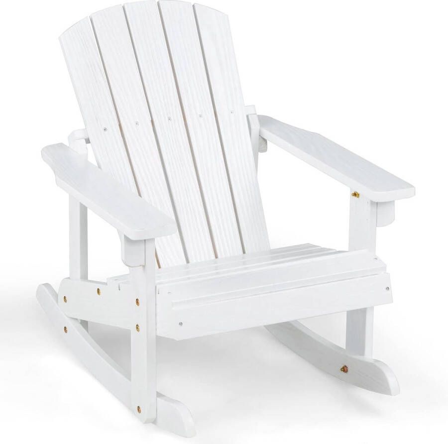Adirondack schommelstoel voor kinderen houten tuinstoel schommelstoel kindermeubels voor balkon tuin binnenplaats (wit)