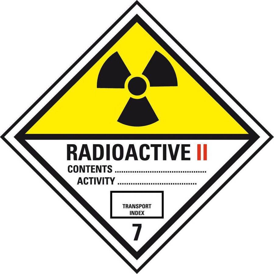 ADR klasse 7 radioactief 2 bord kunststof 250 x 250 mm