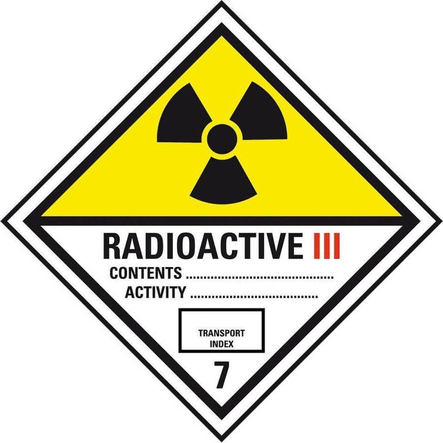 ADR klasse 7 radioactief 3 bord aluminium 300 x 300 mm