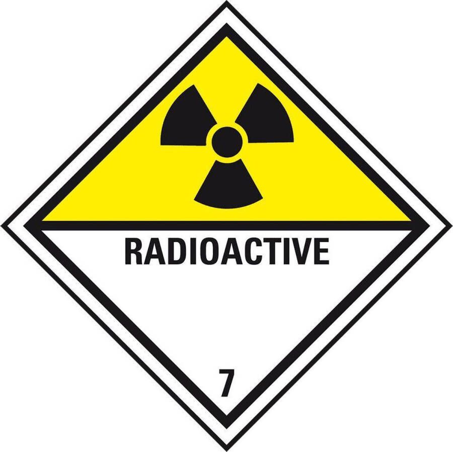 ADR klasse 7 radioactieve stoffen bord kunststof 200 x 200 mm