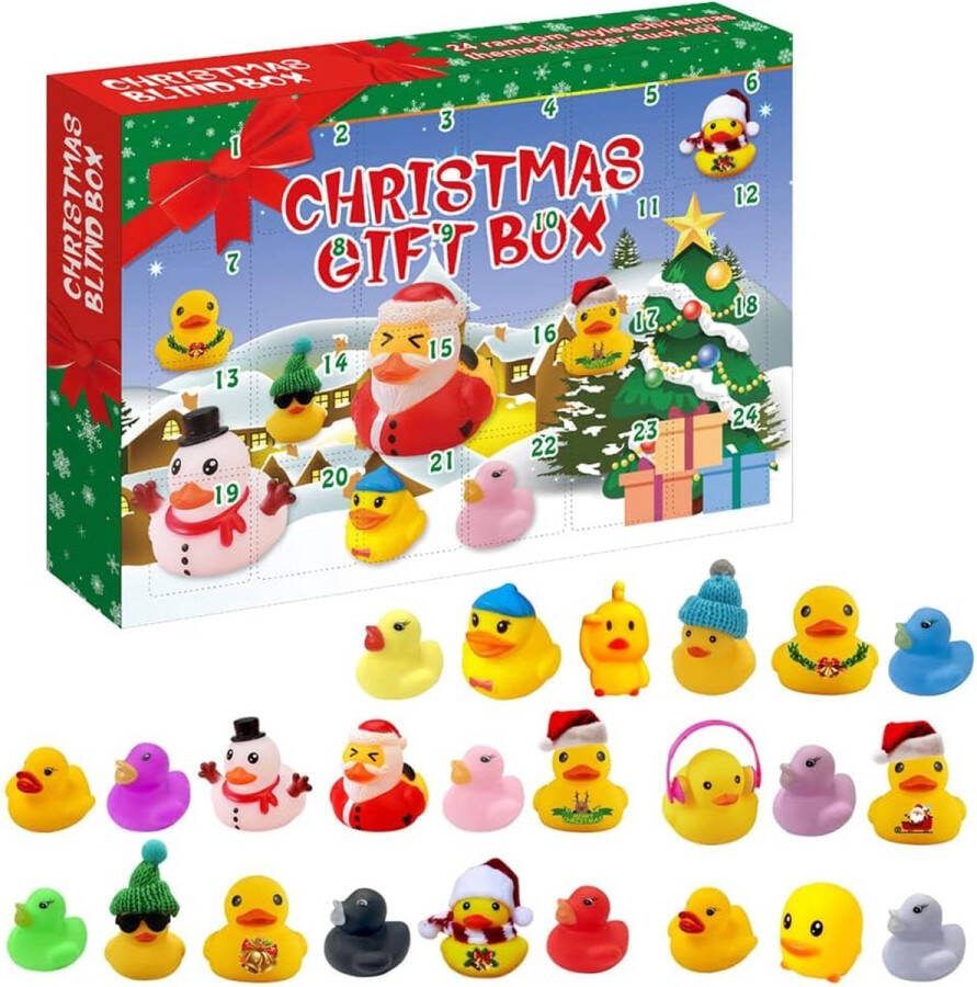 Adventskalender 2024 Badeend Badspeelgoed Kerstblinde doos Speelgoedeend Huisfeestdecoratie voor jongens Meisjes Kerstcadeaus