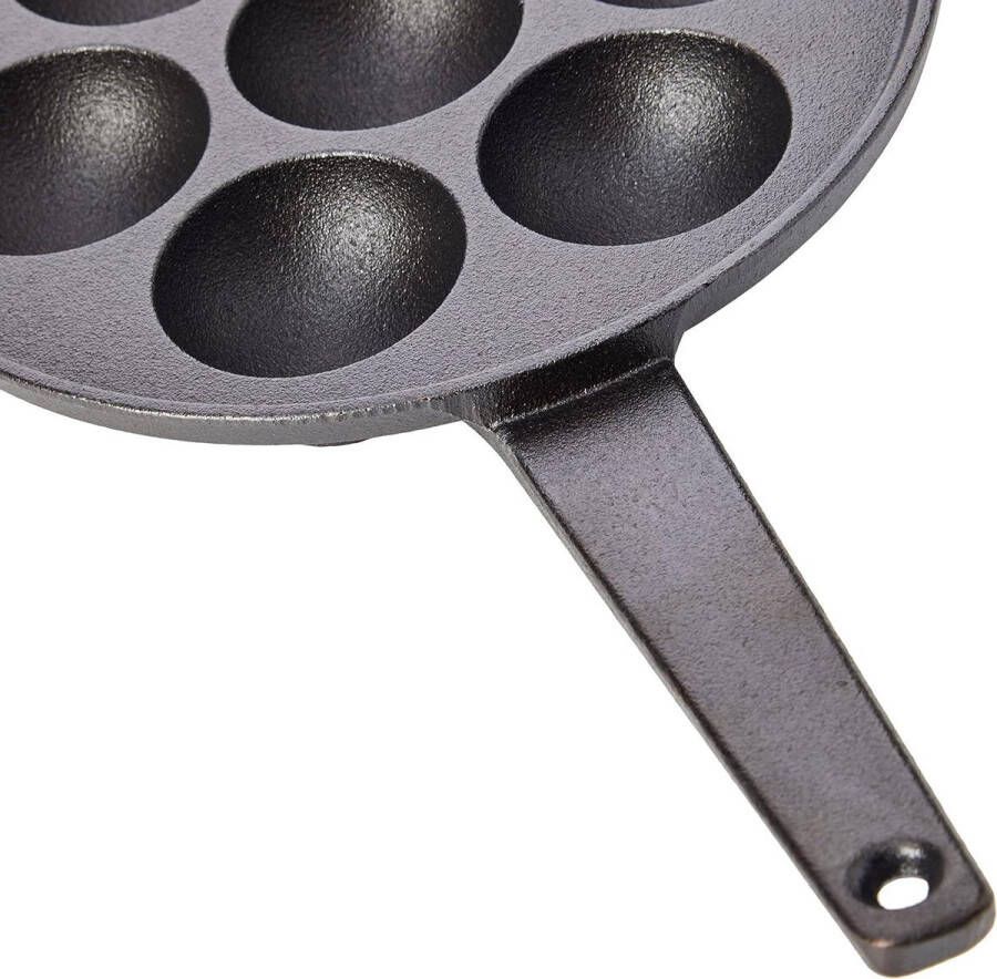 Aebleskiver Pan met 7 gaten Gietijzeren Aebleskiver Pan Inclusief Recept 205 cm Zwart Poffertjes pan