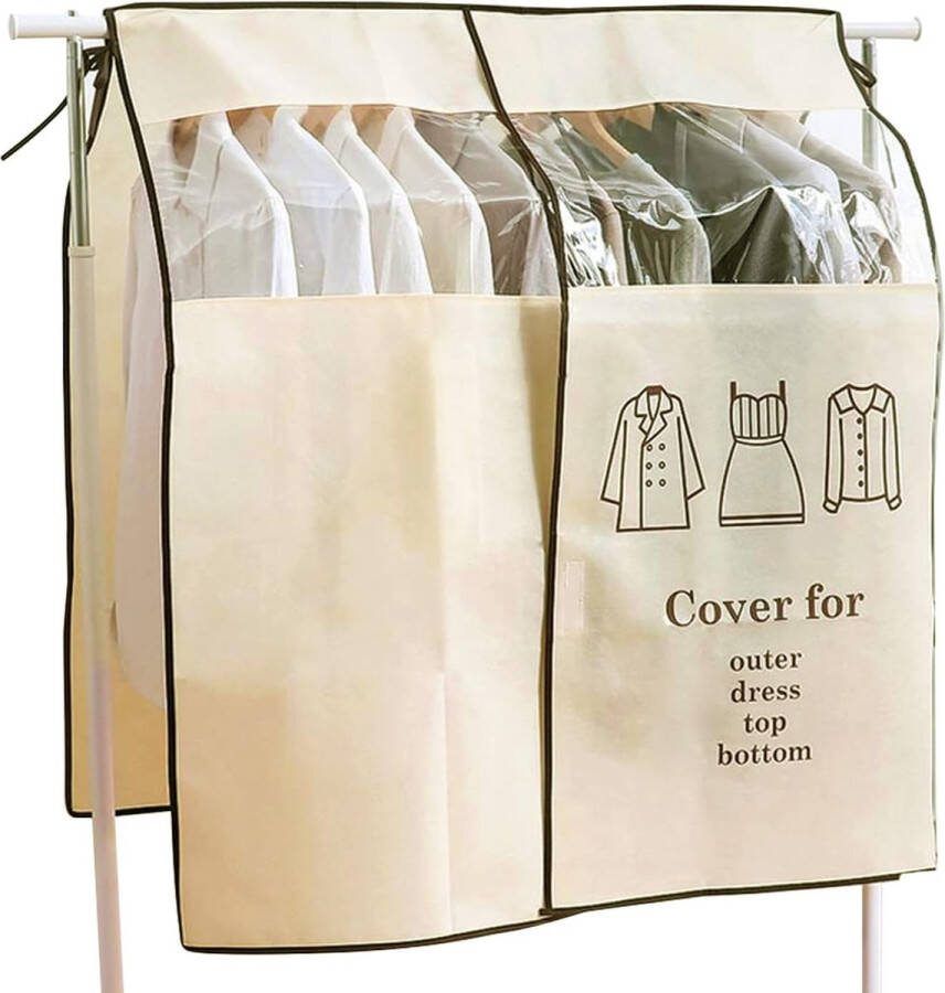 Afdekking kledingrek 90 110 cm anti-stof afdekking stofbescherming kledinghoezen beschermhoes stofdicht vocht beige