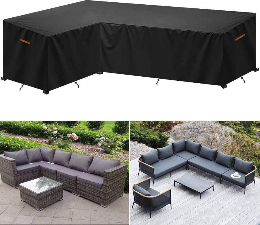 Afdekking voor tuinmeubelen voor L-vormige banken (links kort rechts lang) hoekbank afdekzeil met ventilatieopeningen waterdichte loungeafdekking loungemeubelhoes 210 x 270 x 85 x