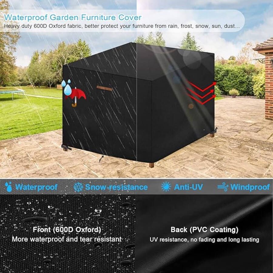 Afdekking voor tuinmeubelen waterdicht afdekzeil voor buitentafel vierkant tafelafdekking 600D tafelafdekking voor buiten UV-bestendig afdekking voor tuintafel 84 x 84 x 80 cm