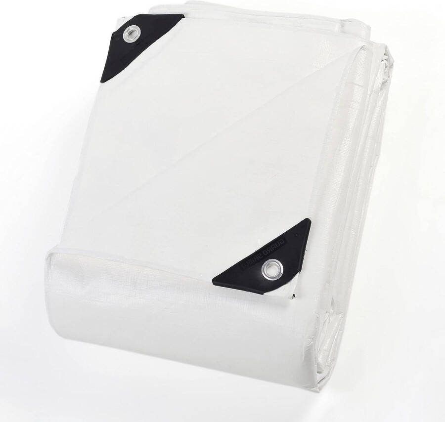 Afdekzeil waterdicht 4m x 4m wit geweven zeil 160g m² multifunctioneel scheurvast UV-gestabiliseerd schimmelbestendig met inslagringen transparent tarp