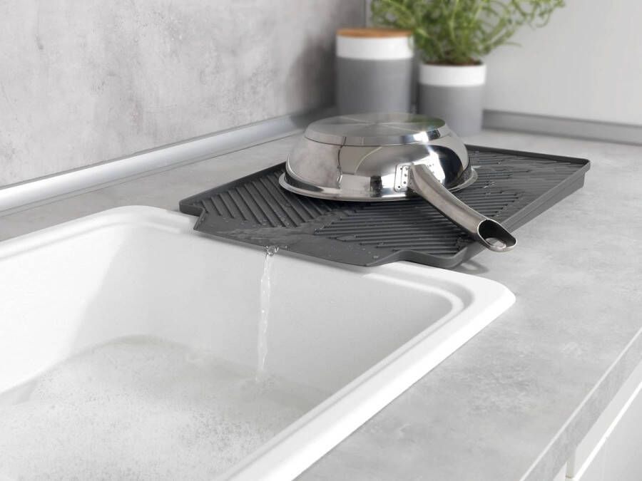 Afdruipmat Linea grijs droogmat spoelbakmat voor servies kunststof (TPR) 40 x 3 x 30 cm grijs