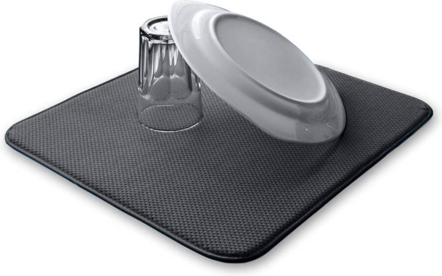 Afdruipmat servies (2 stuks antraciet donkergrijs 44 x 41 cm) microvezel bescherming voor keuken en gootsteen droogmat als afdruiponderlegger