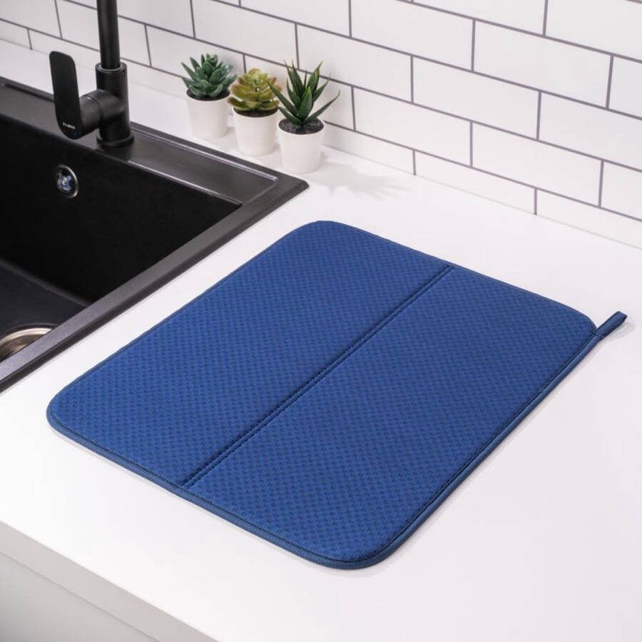 Afdruipmat servies voor keuken afdruipmat spoelbak voor verschillende doeleinden stijlvol en effectief praktische serviesmat 45 x 36 x 0 6 cm marineblauw