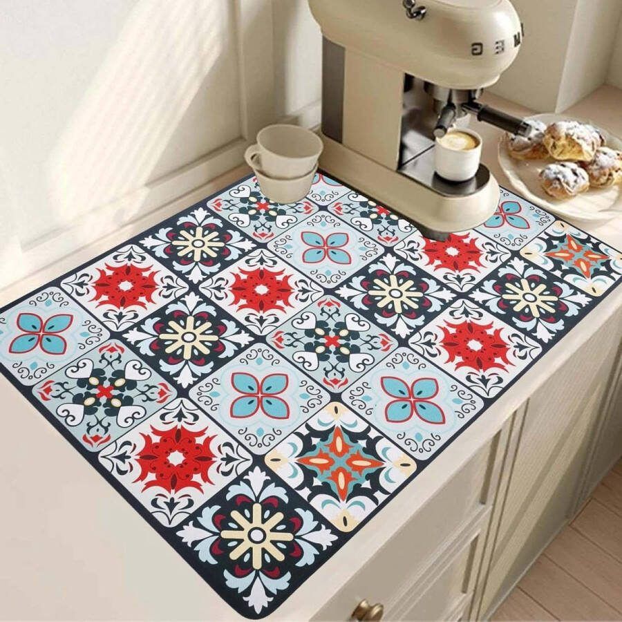 Afdruipmat voor servies 40 x 50 cm absorberende droogmat voor keuken serviesplank bestek opvangmat