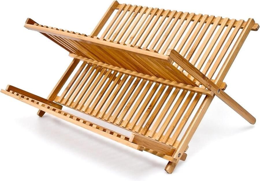 Afdruiprek CROSS HBD: 245 x 42 x 33 cm bamboe Afwasrek voor borden en kopjes Natuurlijk droogrek dish drying rack