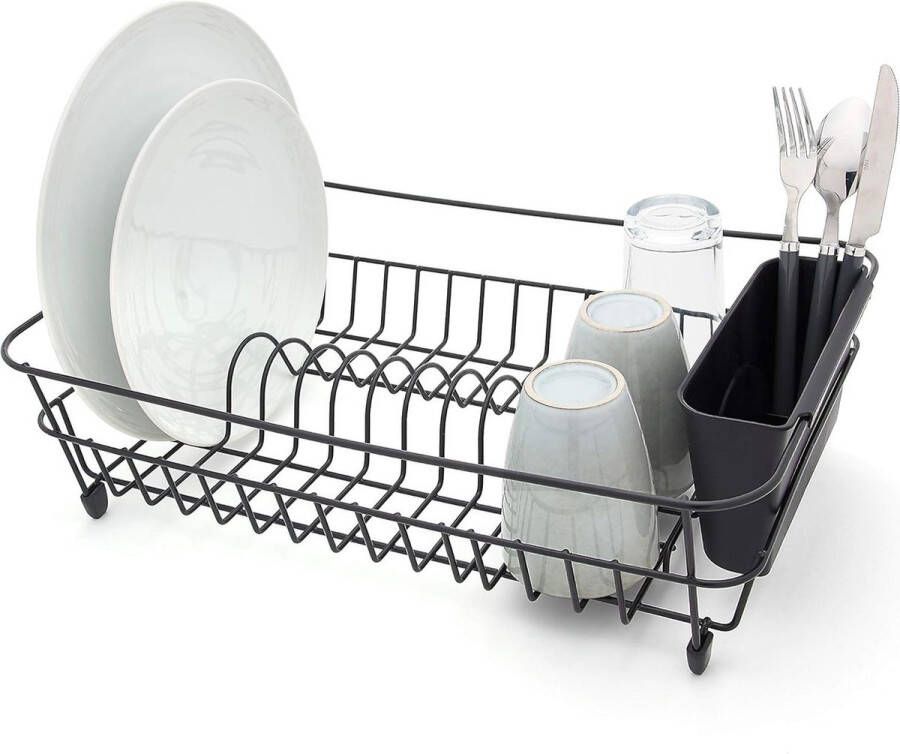 Afdruiprek Roestwerend droogrek Zwart met zwarte bestekmand Simplywire dish drying rack