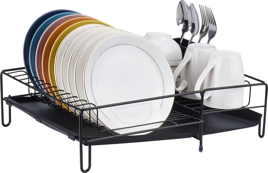 Afdruiprek servies afdruiprek met bestekhouder afdruiprek voor keuken zwart