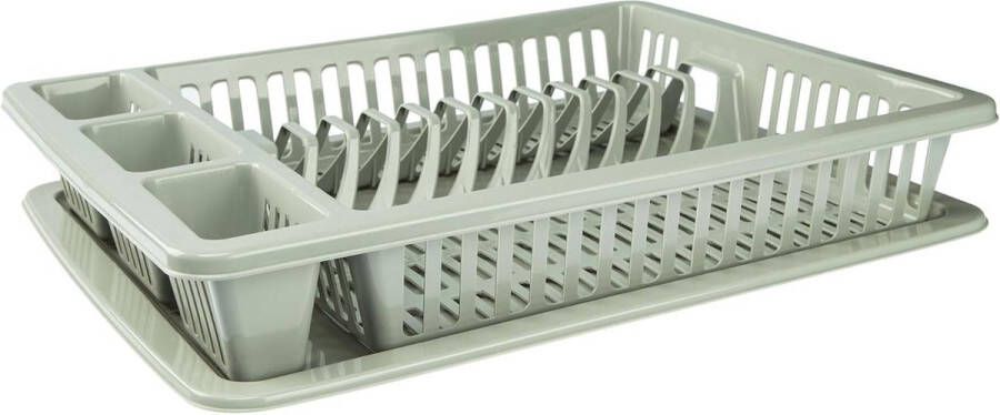 Afdruiprek servies-organizer kunststof drie extra vakken grijs 46 x 37 x 85 cm