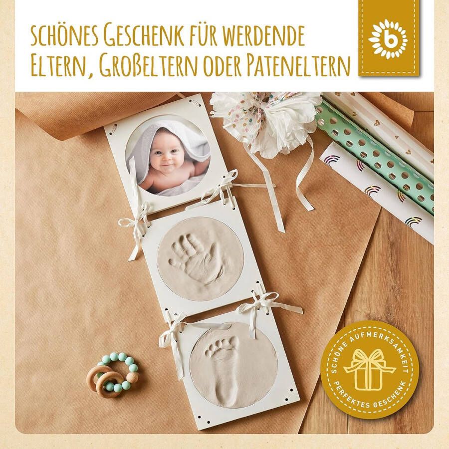 Afdrukplaatje complete set gipsafdruk baby hand en voet 3D fotolijst baby afdrukset Gibsafdrukset baby hand en voet Afbeeldingen set met frame Gib-afdrukset handen Voetafdruk baby