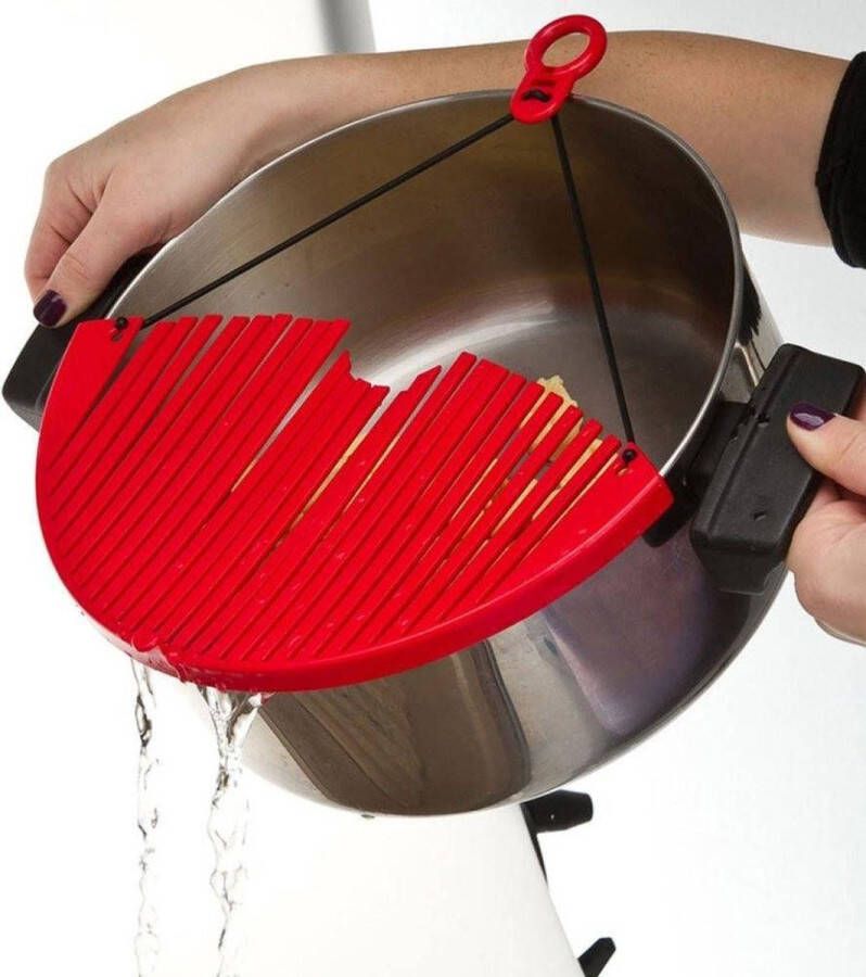 Afgietdeksel – Pannendeksel – Afgiet deksel – Keuken hulpmiddelen – Keuken tools – Rood DisQounts