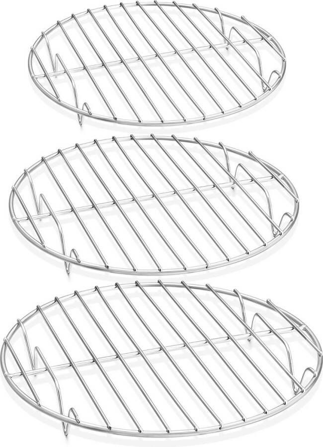 Afkoelrooster 3 stuks ronde taartroosters afkoelrooster van roestvrij staal voor het bakken koelen stomen Ø 19 cm 23 cm 27 cm roestvrij en duurzaam vaatwasmachinebestendig