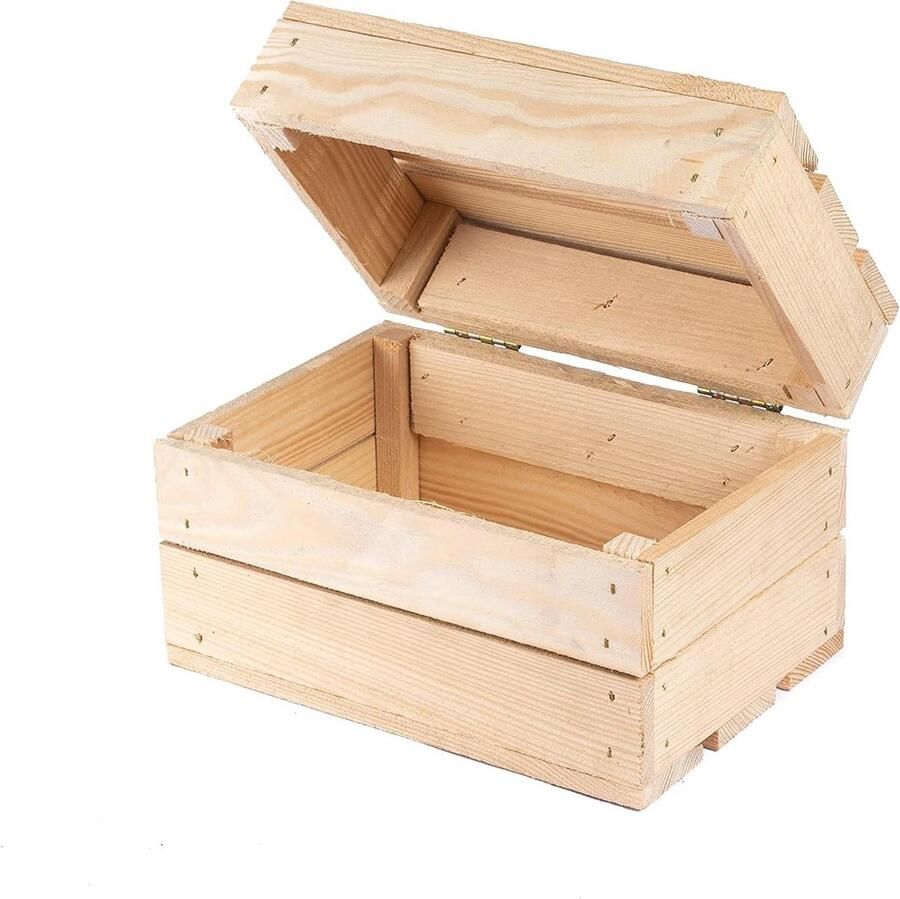 Afsluitbare houten opbergdoos met deksel sieradenkoffer speelgoedkist modieus design 30 x 20 x 20 cm Wooden crates