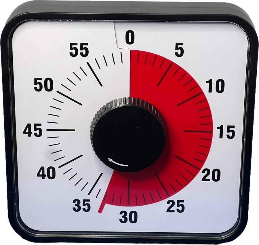 Aftelklok Leerklok countdown klok Leerklok timer Time management 19 x 19 cm zwart met magneetstrip werkt zonder batterijen