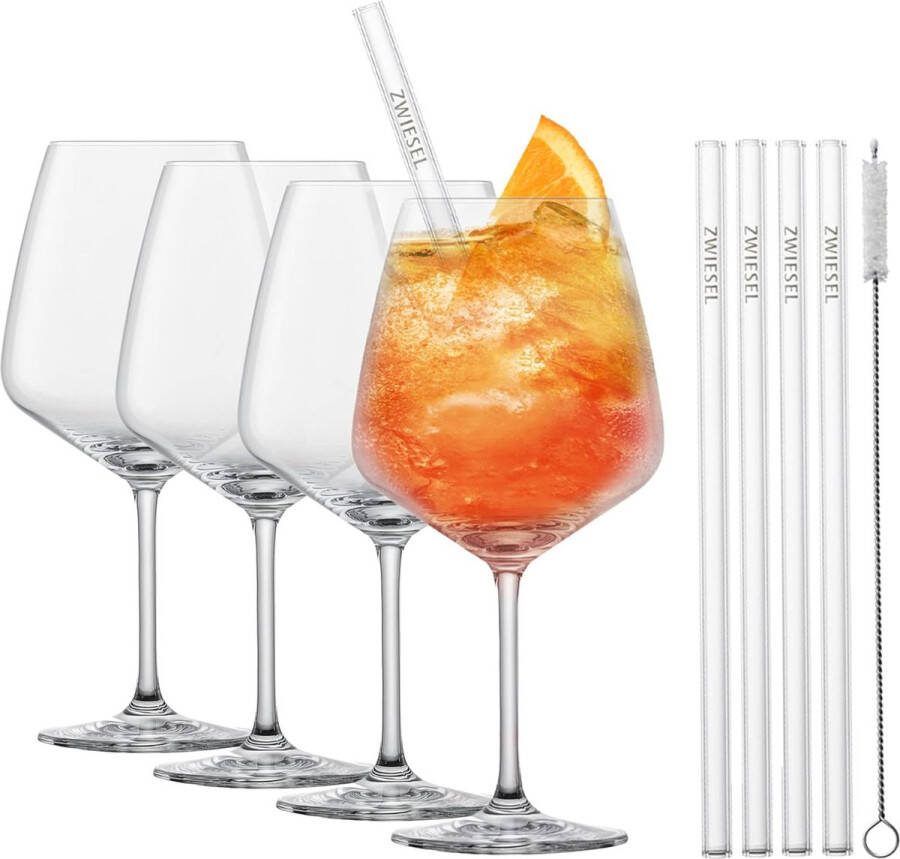After Work Drinks Taste set van 4 cocktailglazen 4 glazen rietjes en 1 katoenen borstel vaatwasmachinebestendige Tritan kristallen glazen