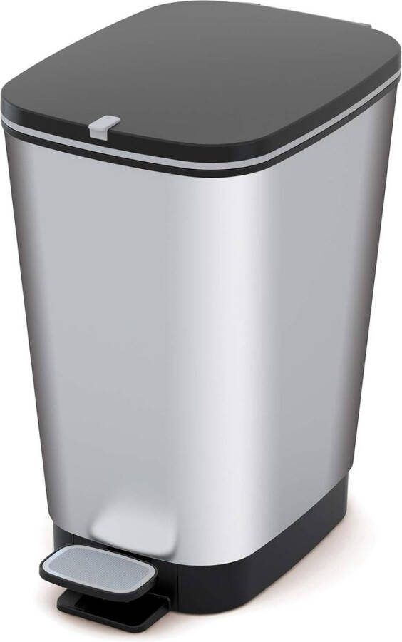 Afvalbak Chic 50 liter in Zilver plastic 29x44 5 x 60 5 cm Made in Italy