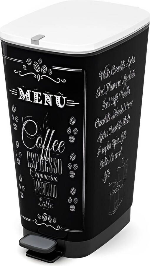 Afvalbak Chic 50 liter in zwart wit plastic 29x44 5 x 60 5 cm Made in Italy