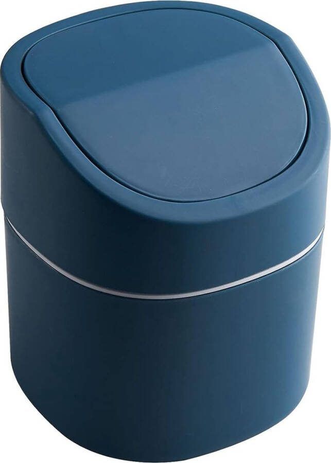 Afvalemmer met deksel plastic tafel vuilnisbak kleine prullenbak voor slaapkamer eetkamer badkamer kantoren enz. (blauw)