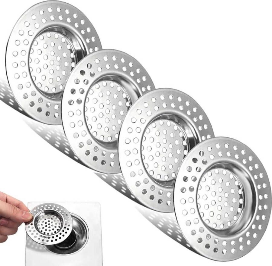 Afvoerzeef Roestvrij Staal 4 Stuks Gaten Wastafelzeef Douche Wastafel Zeef Haarzeef Badkamer Afvoer. Gootsteen zeef