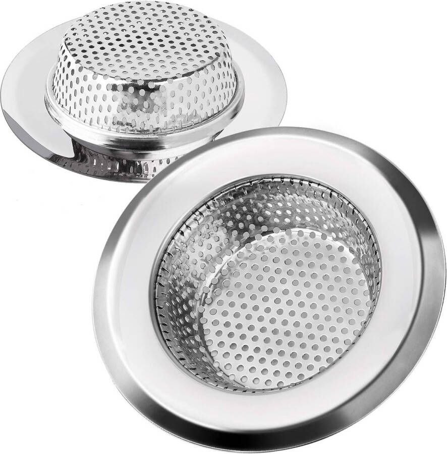 Afvoerzeef roestvrij staal keuken spoelbak filter zeef wasbak afvoer zeef houdbare mandloop perfect voor douche gootsteen badkuip 9 cm diameter 2 stuks