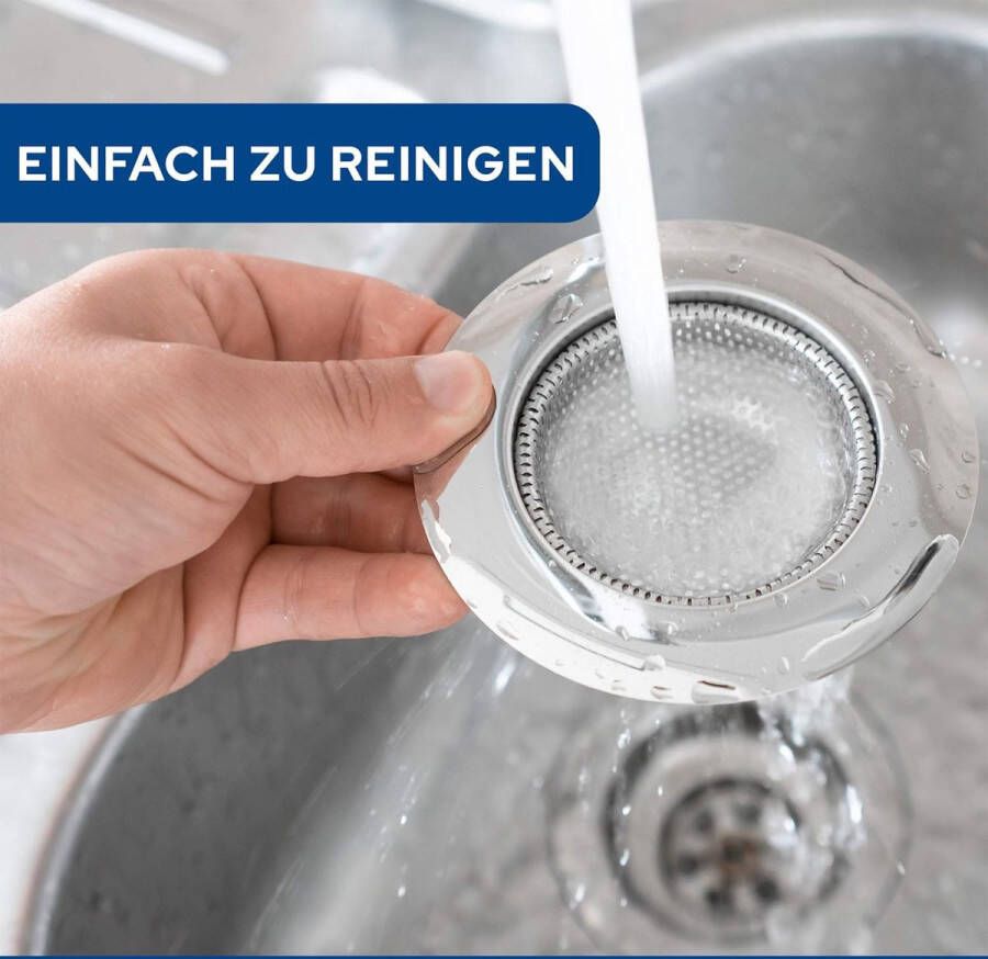 Afvoerzeef set van 2 (L Ø 11 5 cm) Universele wastafel zeef van gehard staal Sink strainer Spoelbak zeef met geoptimaliseerde pasvorm Afvoerzeef Keuken En Douche Gootsteen