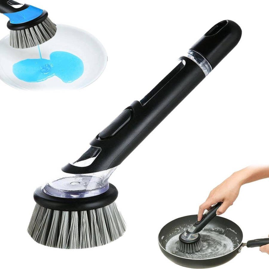 Afwasborstel met afwasmiddeldispenser multifunctioneel vulbare afwasborstel reinigingsborstel met afwasmiddeldispenser borstel met afwasmiddeldispenser voor in de keuken drukken en