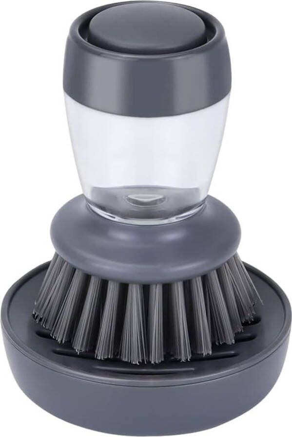 Afwasborstel met afwasmiddeldispenser roze rond servies reinigen afwashulp inclusief sokkel zeepdispenser palmborstel keukenborstel voor spoelreiniging pan