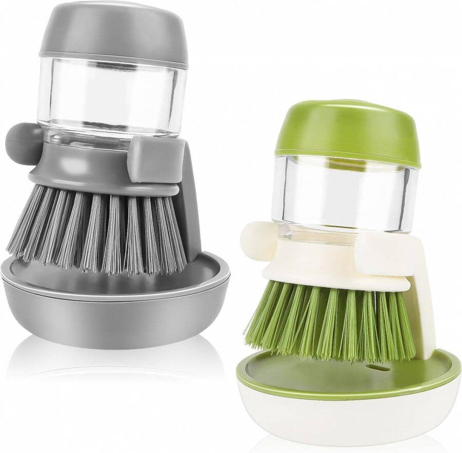 Afwasborstel Vaatwasborstel Incl Houder met reservoir Afwasborstel Rond keukenborstel Cleaning pot brush Cleaning brush voor het reinigen van potten servies en gootsteen