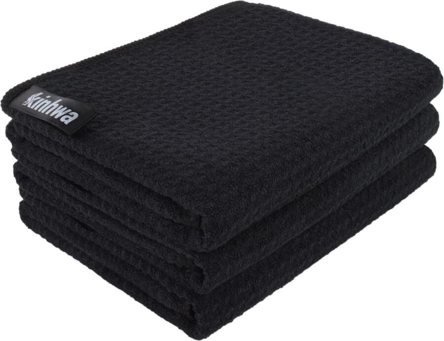 Afwasdoek zwart vaatdoek wafeldoek microvezeldoek wasbaar vaatdoeken voor keuken dikke poetsdoeken pluisvrij met ophanglus 40 cm x 70 cm 3 stuks