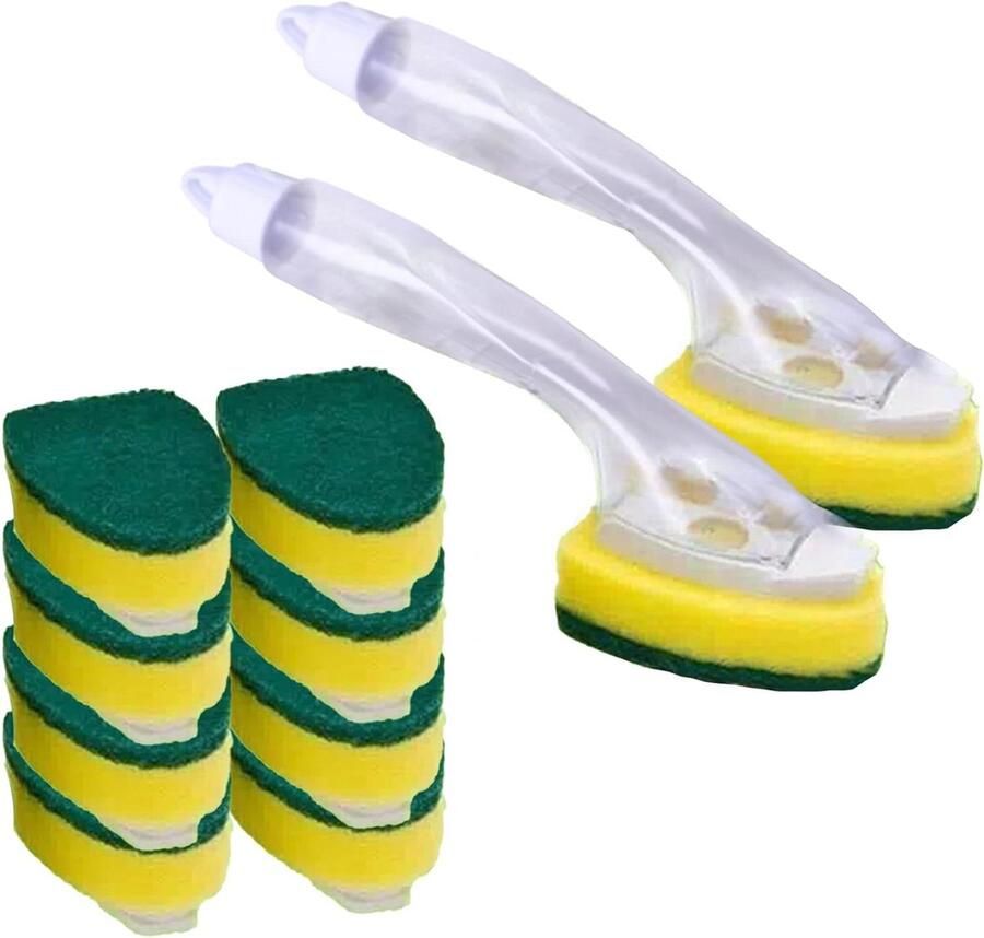 Afwasspons met vloeibaar handvat dosering afwasborstel 2 pack vervangende navulling niet krassen keukengereedschap Afwasborstel