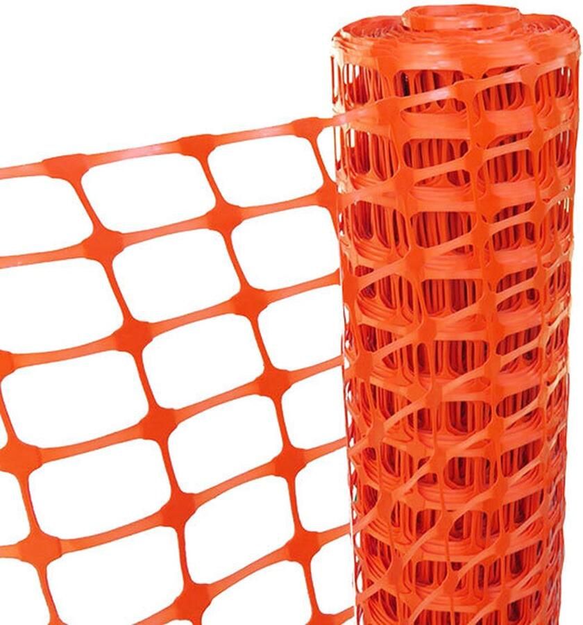 Afzetgaas inclusief palen 50 meter lang 10 pennen van 130cm Oranje kunststof gaas 1 meter hoog Treksterkte: 1.5 kN m Afzet gaas Bouwgaas Skipiste gaas Afzetten gebieden Kunststof gaas de Veiligheids-winkel