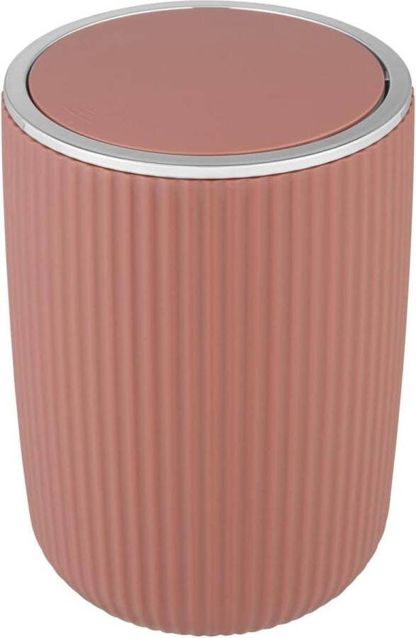 Agropoli L oudroze prullenbak klapdeksel 55 liter vuilnisbak badkamer afvalemmer hoogwaardige kunststof plastische vormgeving gestructureerd oppervlak Ø 19 × 27 cm