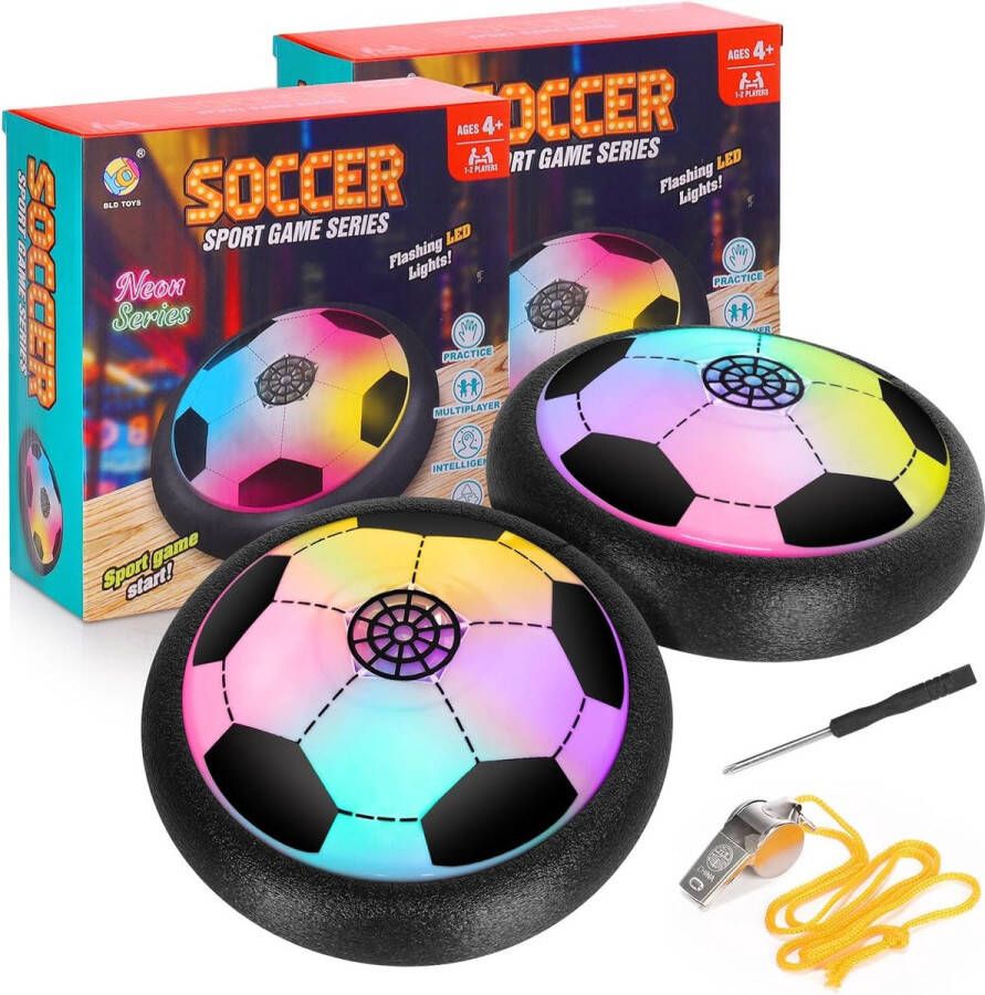 Air voetbal LED Hover voetbal 2x stuks indoor voetbal speelgoed voor jongens meisjes 3 4 5 6 7 jaar oud Air Power Voetbal bal voetbalgeschenken voor jongens
