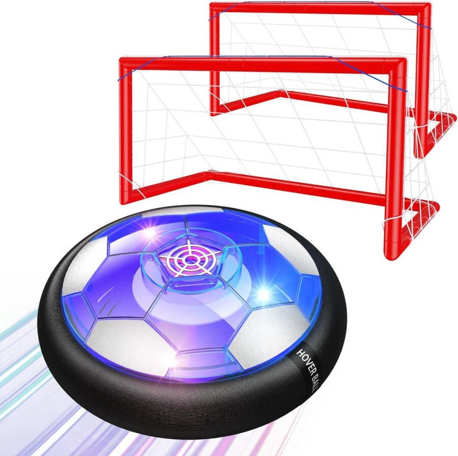 Air voetbal Set inlcusief 2 doelen oplaadbare Hover Ball Indoor Outdoor Air Voetbal met ledverlichting voetbal en schuimrubberen bumpers perfect voor kinderen vanaf 3 12 jaar