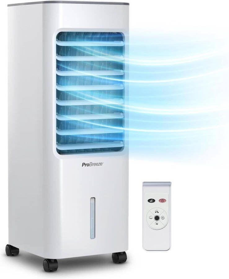 Airconditioning zor 5L Luchtkoeler met 4 Modi 3 Snelheden Bedieningspaneel & Afstandsbediening. Krachtige Verdampingsluchtkoeler met Timer & Automatische Oscillatie