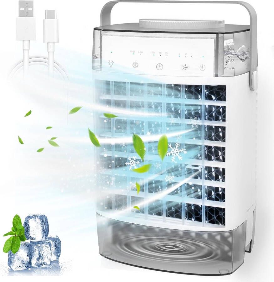 Airconditioning zor airconditioning 4-in-1 airconditioner draagbaar 1000 ml mobiele airconditioner zonder afvoerslang mini-airconditioning met spray en kleurrijk nachtlampje mobiel voor camping kantoor [Energieklasse E]