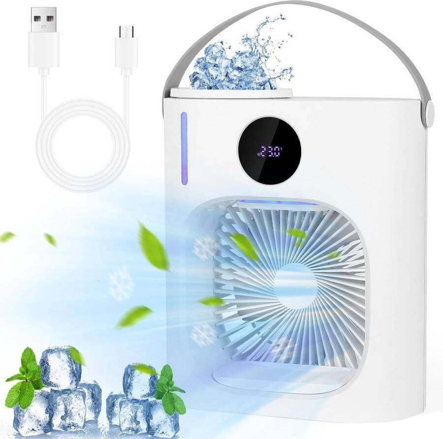 Airconditioning zord 4-in-1 mini-luchtkoeler mobiele airconditioner mini-airconditioning met aromatherapie en luchtbevochtiger USB-luchtkoeler 3 windsnelheden voor thuis kantoor [Energieklasse A+++]