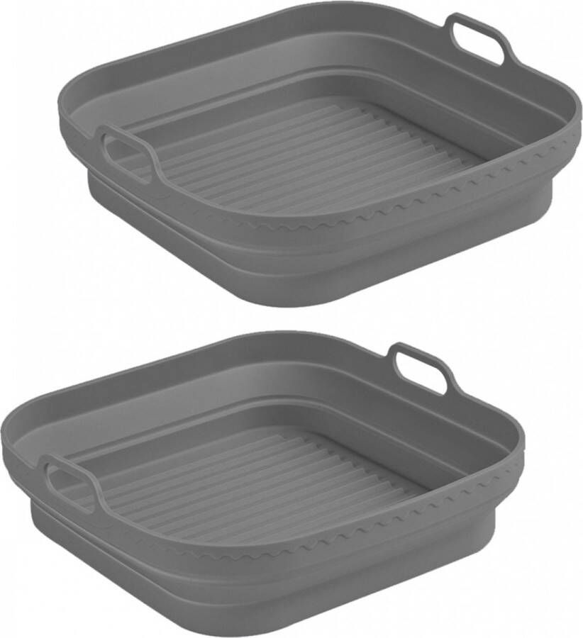 Airfryer Bakjes Siliconen 2 Stuks 20.5 x 20.5 x 6.5 cm Inklapbare Airfryer bakjes Airfryer accessoires BPA Vrij Herbruikbaar Opvang Bakje Heteluchtfriteuse Alternatief Wegwerpbakjes