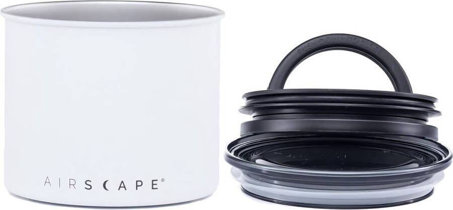 Airscape Roestvrijstalen koffiebus voedselopslagcontainer gepatenteerd luchtdicht deksel overtollige lucht eruit duwen en versheid behouden (klein mat wit)
