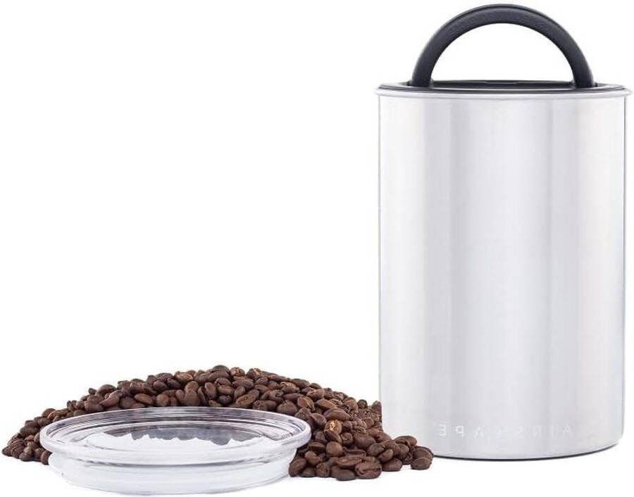 Airscape roestvrijstalen koffiebus voor voedselopslag Gepatenteerd luchtdicht containerdeksel Duw overtollige lucht weg Middel geborsteld staal
