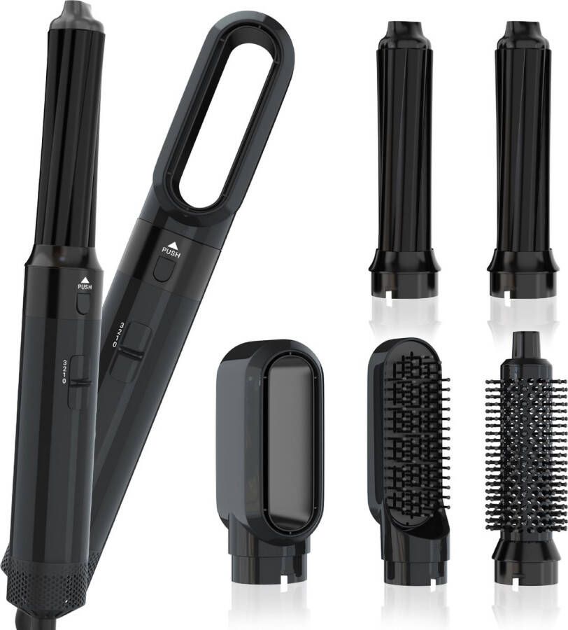 Airstyler Krultang 5 in 1 Multistyler Föhnborstel Kort & Lang Haar Zwart Grijs