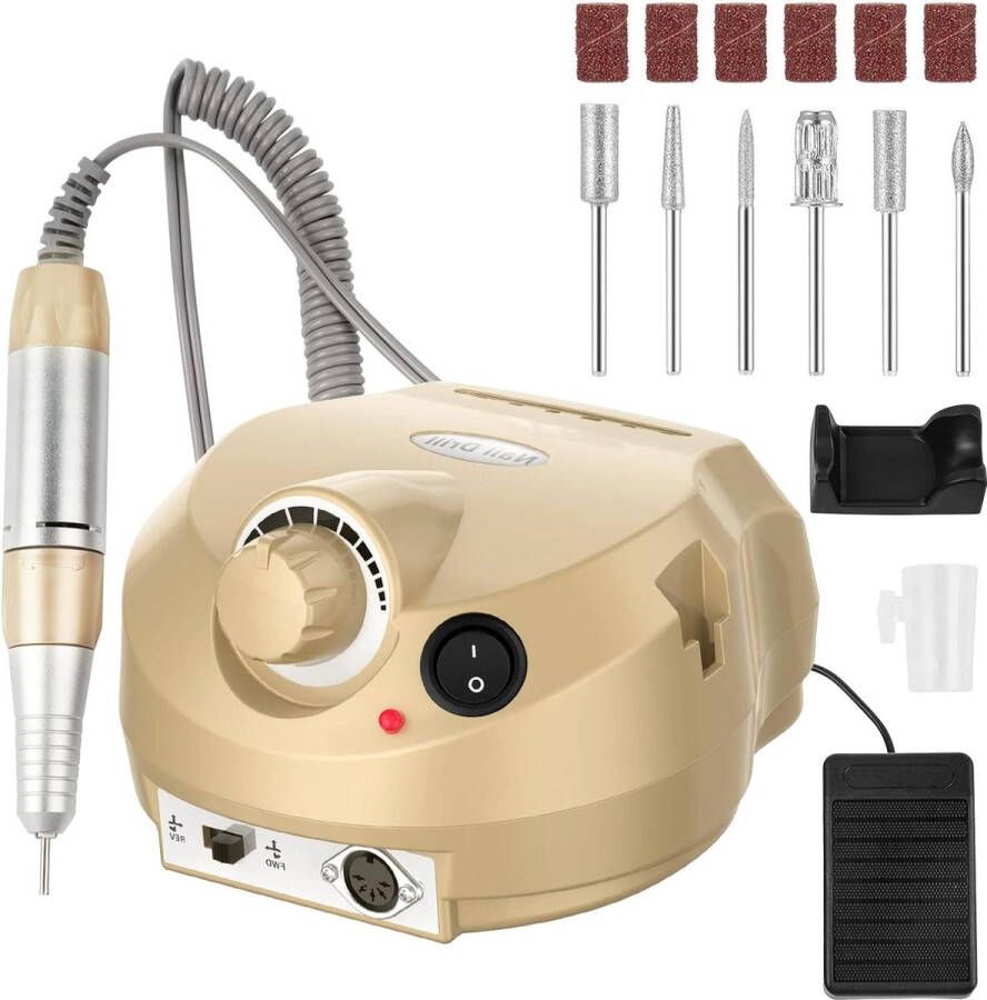 AISEELY Elektrische Nagelfrees Nagelvijl Manicureset Nagelboor Kit 30.000 tpm Instelbare Snelheid Veilig voor Beginners en Professionals Goud Nagelvijl elektrisch