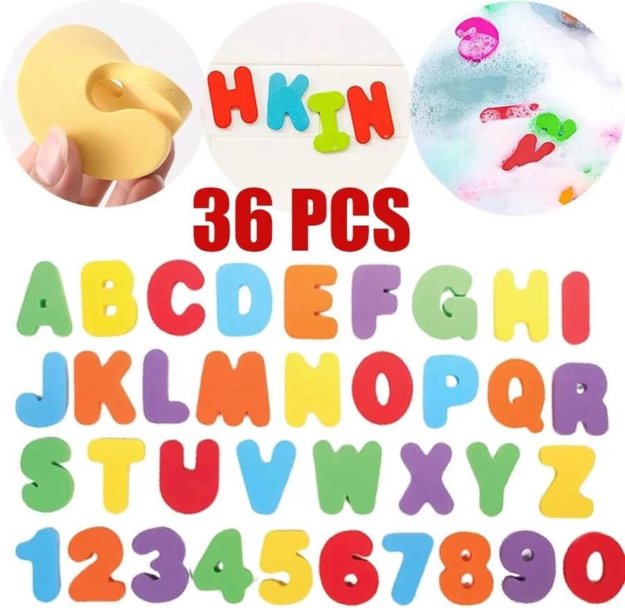 Alfanumerieke Stickers Baby Bad Douche Speelgoed Schuim Letters Cijfers Drijvend Bad Niet Giftig Kinderen Vroeg Educatief Speelgoed 36 Stuks