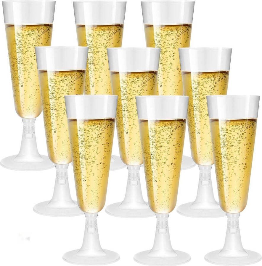 Alihoo Champagne Glasses Pack of 20 Transparent Plastic Champagne Glasses Dessert Cups Stemed Glasses 150 ml for Weddings Birthdays and Parties